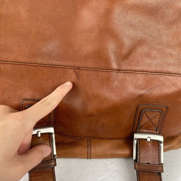 Fossil Leather Messenger Bag Brown‎ Crossbody Shoulder Laptop Work Satchel,VTG - Picture 10 of 16